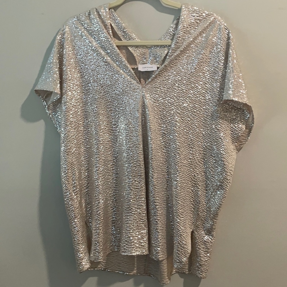 Adrienne Silver Tunic Top size small